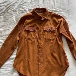 Ribbed Burnt Orange Button Down